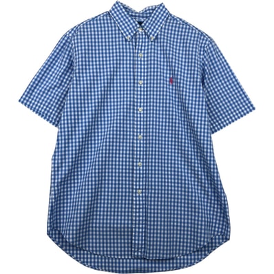 古着 ラルフローレン Ralph Lauren CLASSIC FIT クラシックフィット ギンガムチェック 半袖 ボタンダウン チェックシャツ メンズL相当/eaa640958
