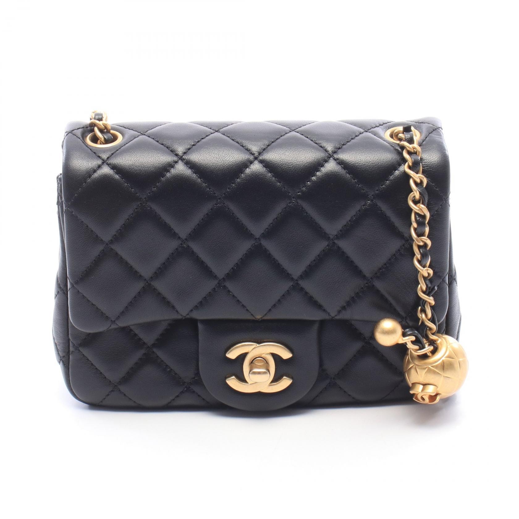 シャネル CHANEL ミニマトラッセ ショルダーバッグ バッグ ラムスキン(羊革) レディース ブラック系 AS1786 【中古】