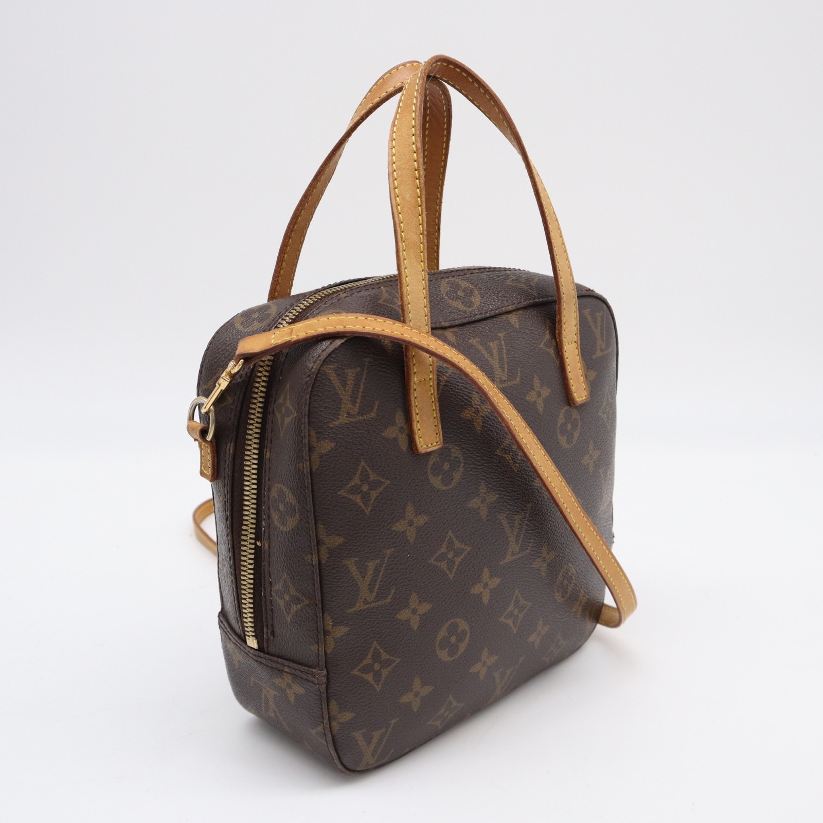 LOUIS VUITTON ルイ・ヴィトン モノグラム スポンティーニ M47500 ハンドバッグ ブラウン コーティングキャンバス レザー レディース