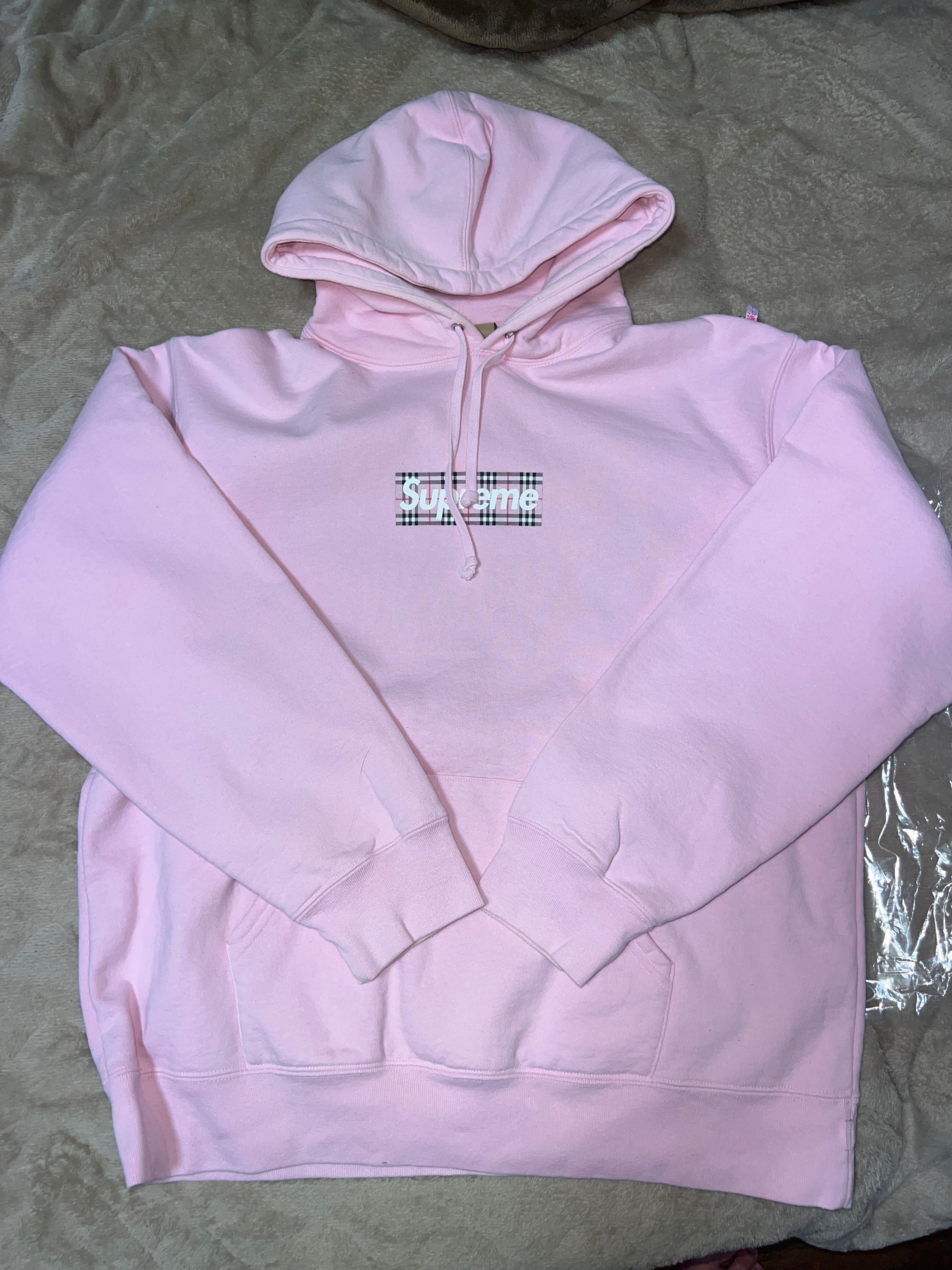 Supreme / Burberry Box Logo Hooded Sweatshirt "Pink"