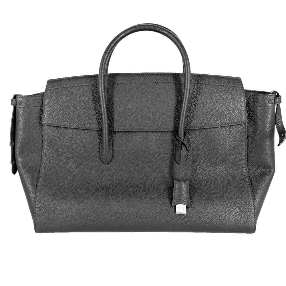 Dunhill ダンヒル トートバッグ センチュリー フラップトート 42 肩掛け レザー    ブラック 黒 シルバー金具 メンズ 美品【中古品】