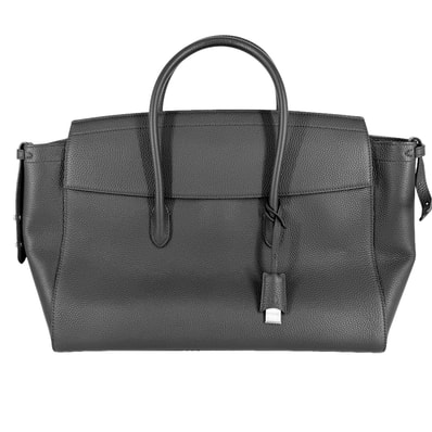 Dunhill ダンヒル トートバッグ センチュリー フラップトート 42 肩掛け レザー ブラック 黒 シルバー金具 メンズ 美品【中古品】