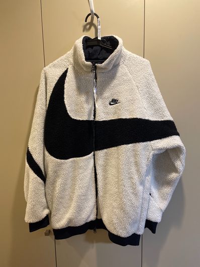 Nike Big Swoosh Reversible Boa Jacket "Sail/Dark Obsidian"