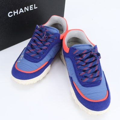 ■美品 シャネル 36 23cm 相当 ブルースニーカー