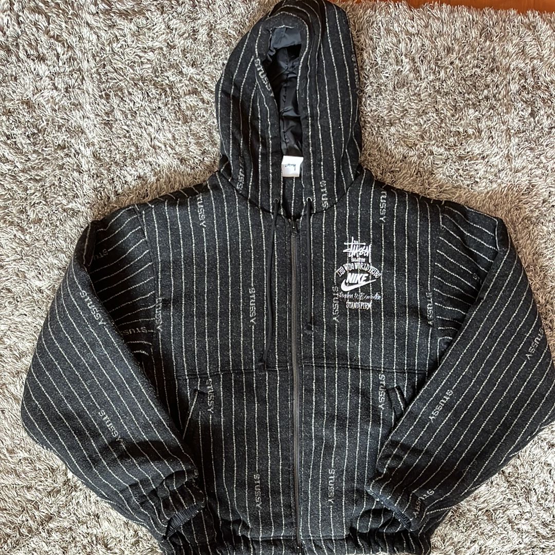 Stussy x Nike Striped Wool Jacket "Black"