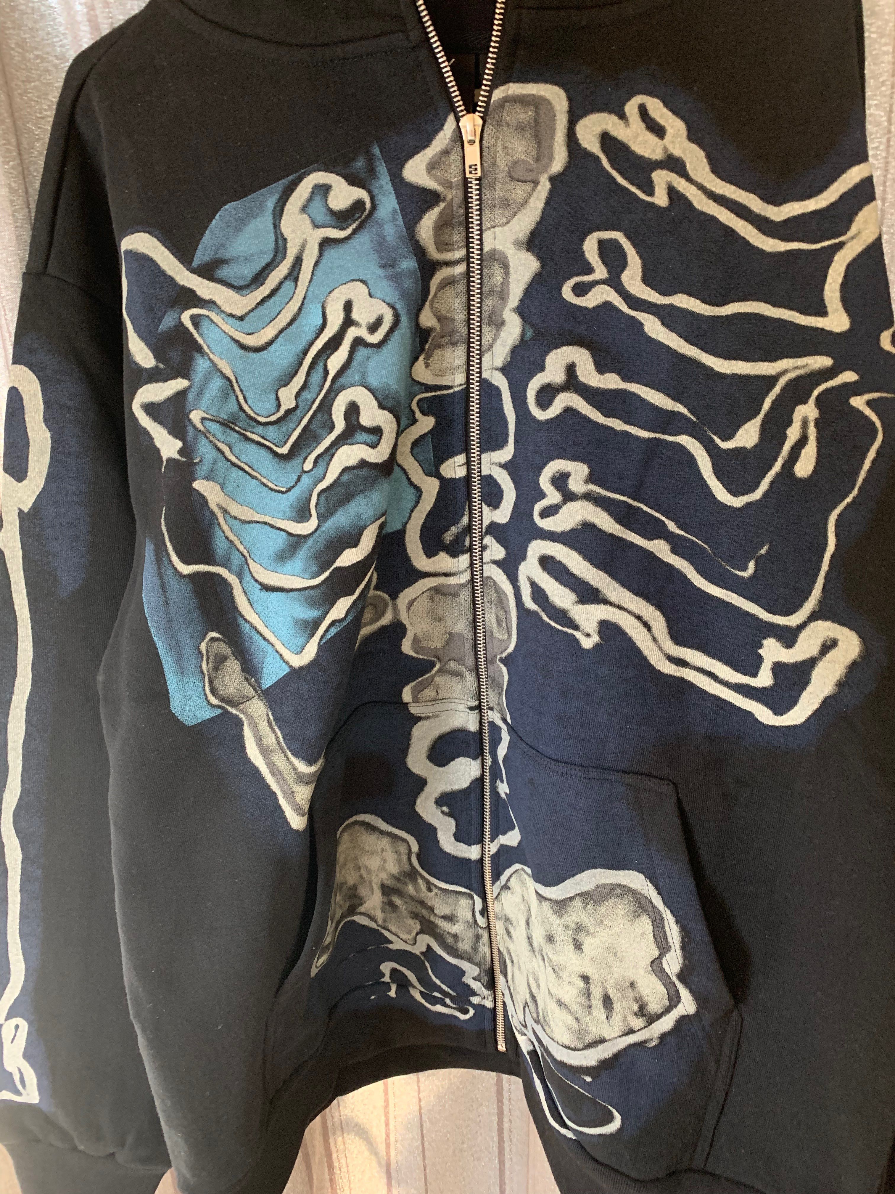 Travis Scott Cactus Jack For Fragment Skeleton Graffiti Full Zip Hoodie "Black"