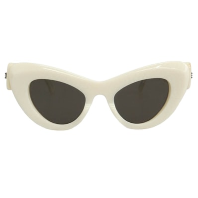 BALENCIAGA バレンシアガ BB0204S イタリア製 CAT EYE Sunglasses キャットアイ メガキャットアイフレーム サングラス ホワイト系 49□23-150【中古】