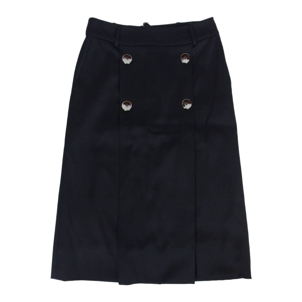 LOEWE ロエベ スカート ウール ボタン スリット バックジップ スカート ブラック系 36【中古】