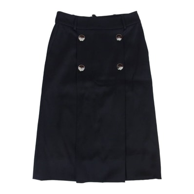 LOEWE ロエベ スカート ウール ボタン スリット バックジップ スカート ブラック系 36【中古】