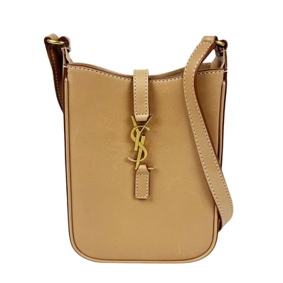 サンローラン SAINT LAURENT ショルダーバッグ Le 5 A 7 ミニ バーティカル レザー ベージュ レディース 735214【中古】 z11177