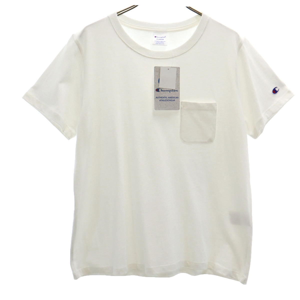 Champion チャンピオン 未使用 半袖 製品洗い加工 Tシャツ XL ホワイト ポケT