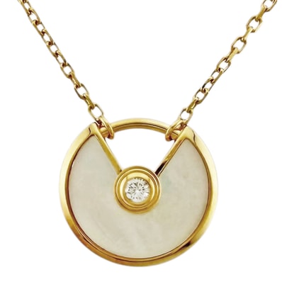 カルティエ アミュレット ネックレス 18金 K18イエローゴールド マザーオブパール レディース CARTIER 中古