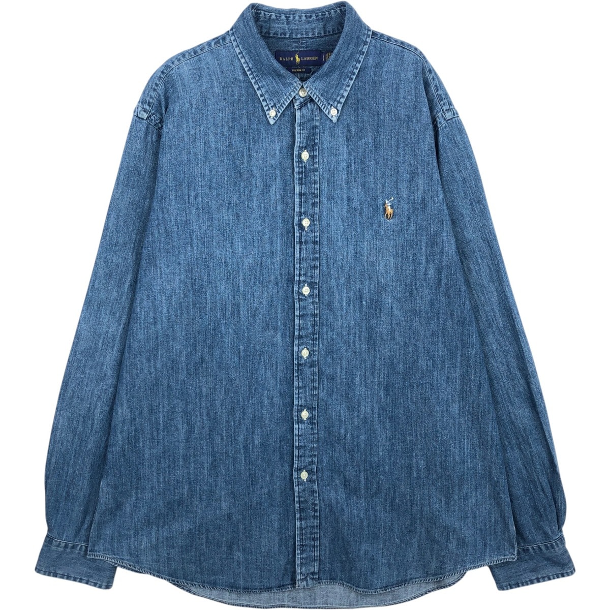 古着 ラルフローレン Ralph Lauren CUSTOM FIT 長袖 ボタンダウンデニムシャツ メンズXL相当/eaa633537