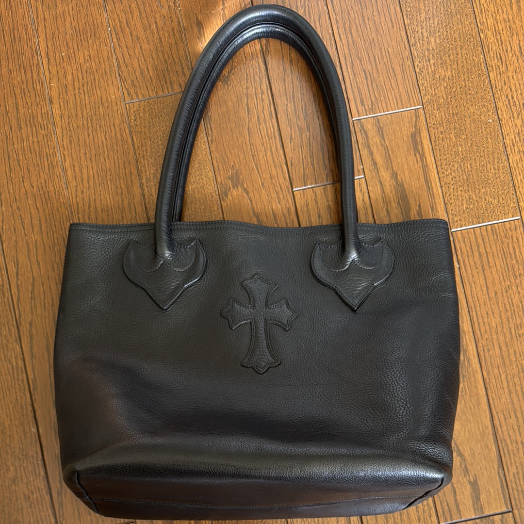 Chrome Hearts FS Leather Cross Patches Tote Bag "Black"