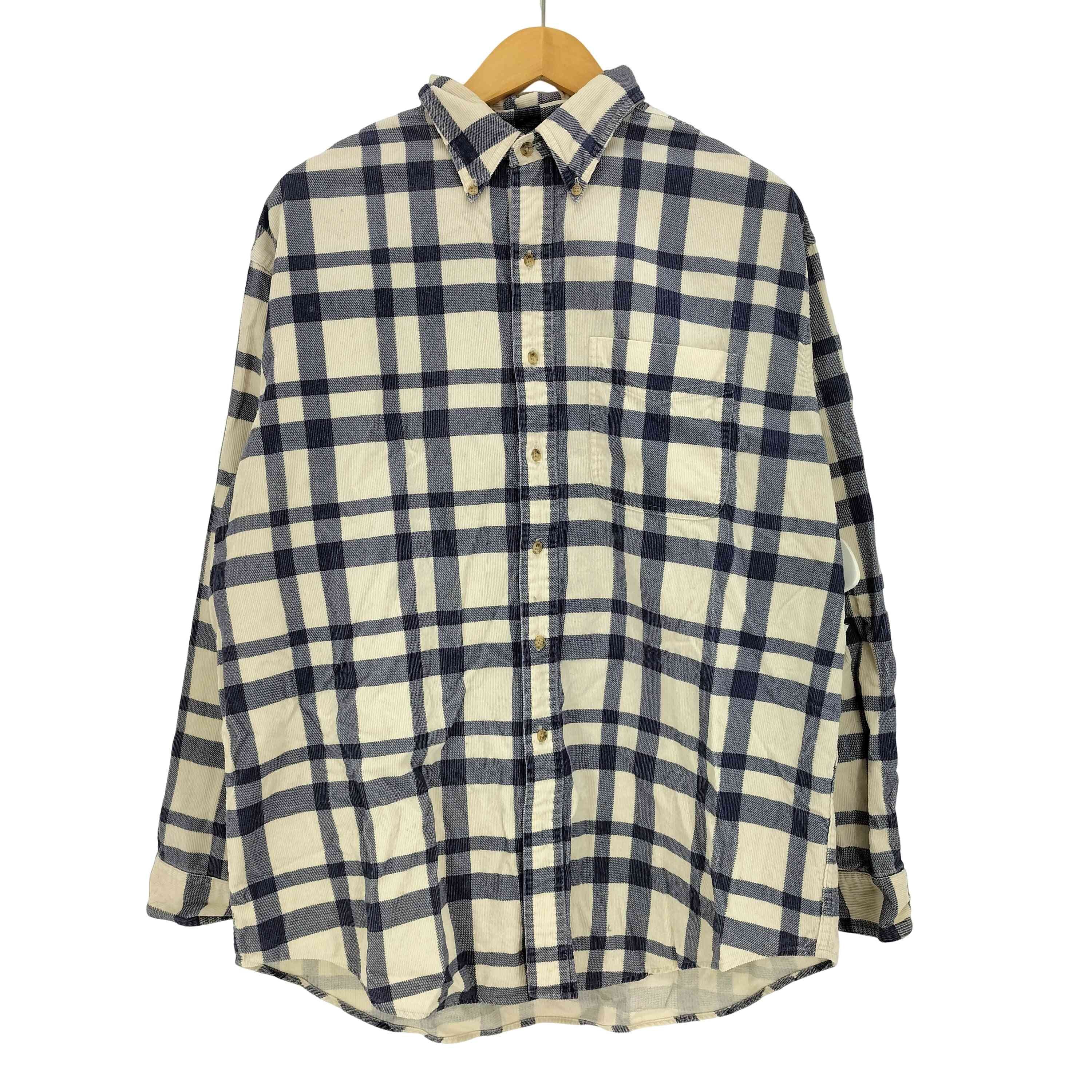 70-80s コーデュロイ チェック ボタンダウンシャツ【1142448978400】