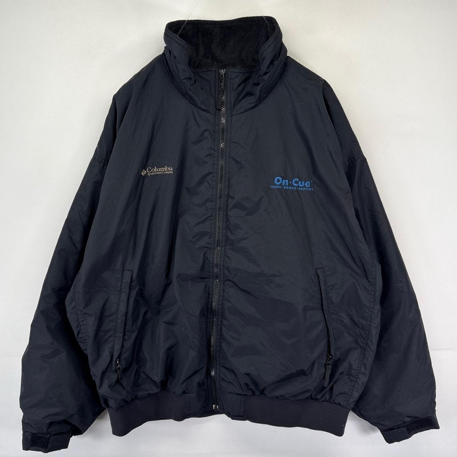 古着 コロンビア Columbia ジャケット ウォームアップJKT フルジップ 大きいサイズ アウトドア 2XL  ブラック系 メンズ