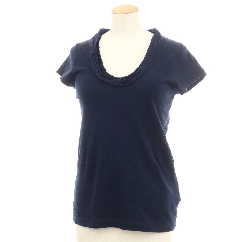 【中古】サカイ Sacai コットン Uネック キャップスリーブ Tシャツ ネイビー【サイズ1】【レディース】