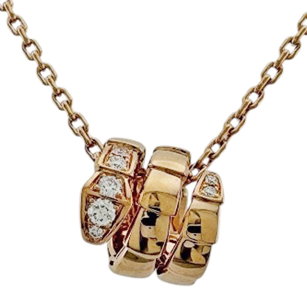 ブルガリ セルペンティ ヴァイパー ネックレス 18金 K18ピンクゴールド ダイヤモンド レディース BVLGARI  中古