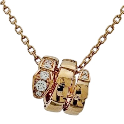 ブルガリ セルペンティ ヴァイパー ネックレス 18金 K18ピンクゴールド ダイヤモンド レディース BVLGARI 中古