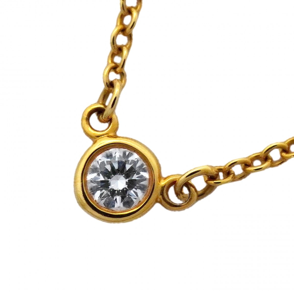 【6jdb0408-56】ティファニー ネックレス バイザヤード 1PD K18YG イエローゴールド ダイヤモンド【中古】レディース