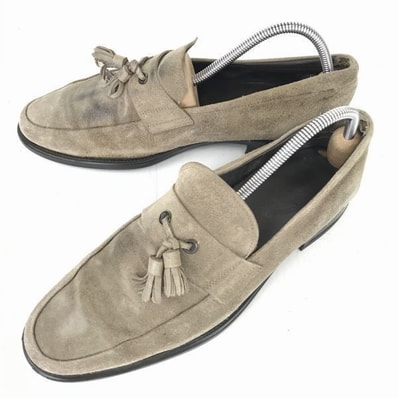 TOD'S/トッズ★スエード本革/マッケイ製法/レザータッセルローファー【25.0/ベージュ系】スリッポン◆E-156