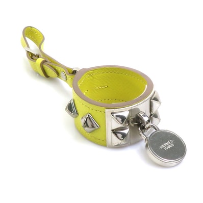 エルメス HERMES チャーム ポルト クレ コリエドシアン レザー/メタル ライトイエロー/シルバー ユニセックス【中古】 e62266a