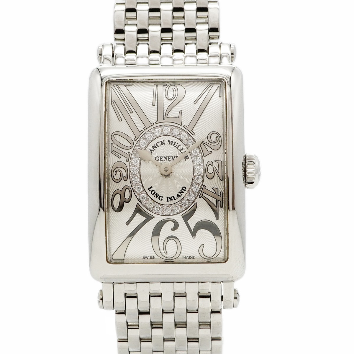 【6wce0423】フランクミュラー ロングアイランド レリーフ ダイヤモンド 902QZRELCD1R シルバー文字盤【中古】腕時計 レディース