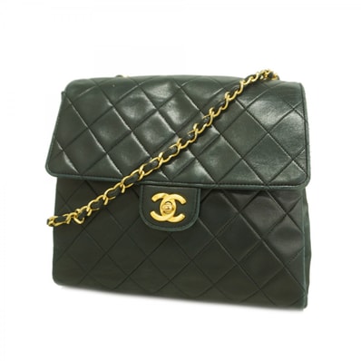 【6dd5211-k】シャネル ショルダーバッグ マトラッセ チェーンショルダー ラムスキン ブラック ゴールド金具【中古】レディース