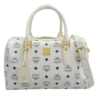 エムシーエム レザー ヴィセトス 2WAY ボストンバッグ ハンドバッグ レディース ホワイト