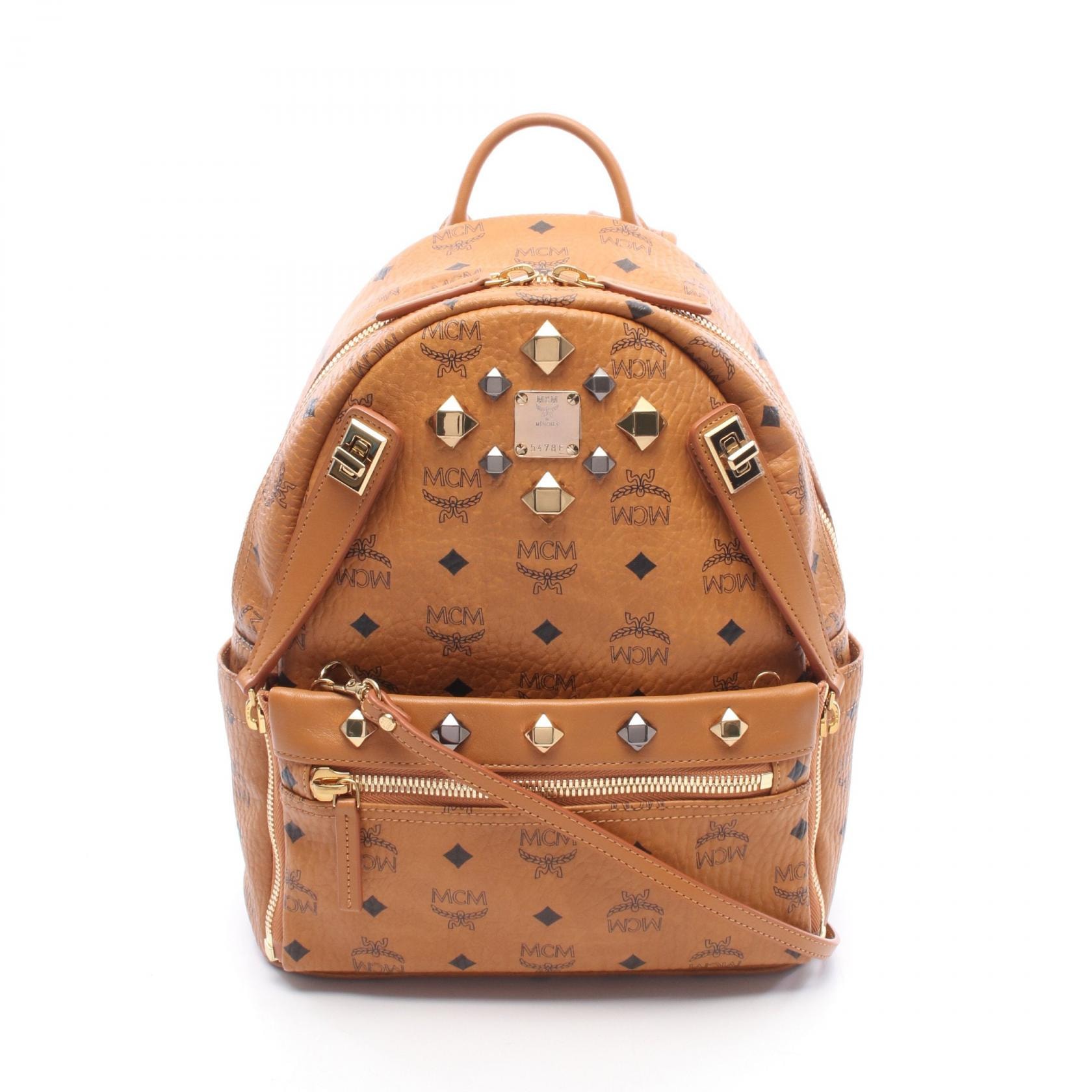 エム・シー・エム MCM ヴィセトス リュックサック バックパック バッグ レザー レディース ブラウン系 / ブラック系 MMK6AV80CO001 【中古】