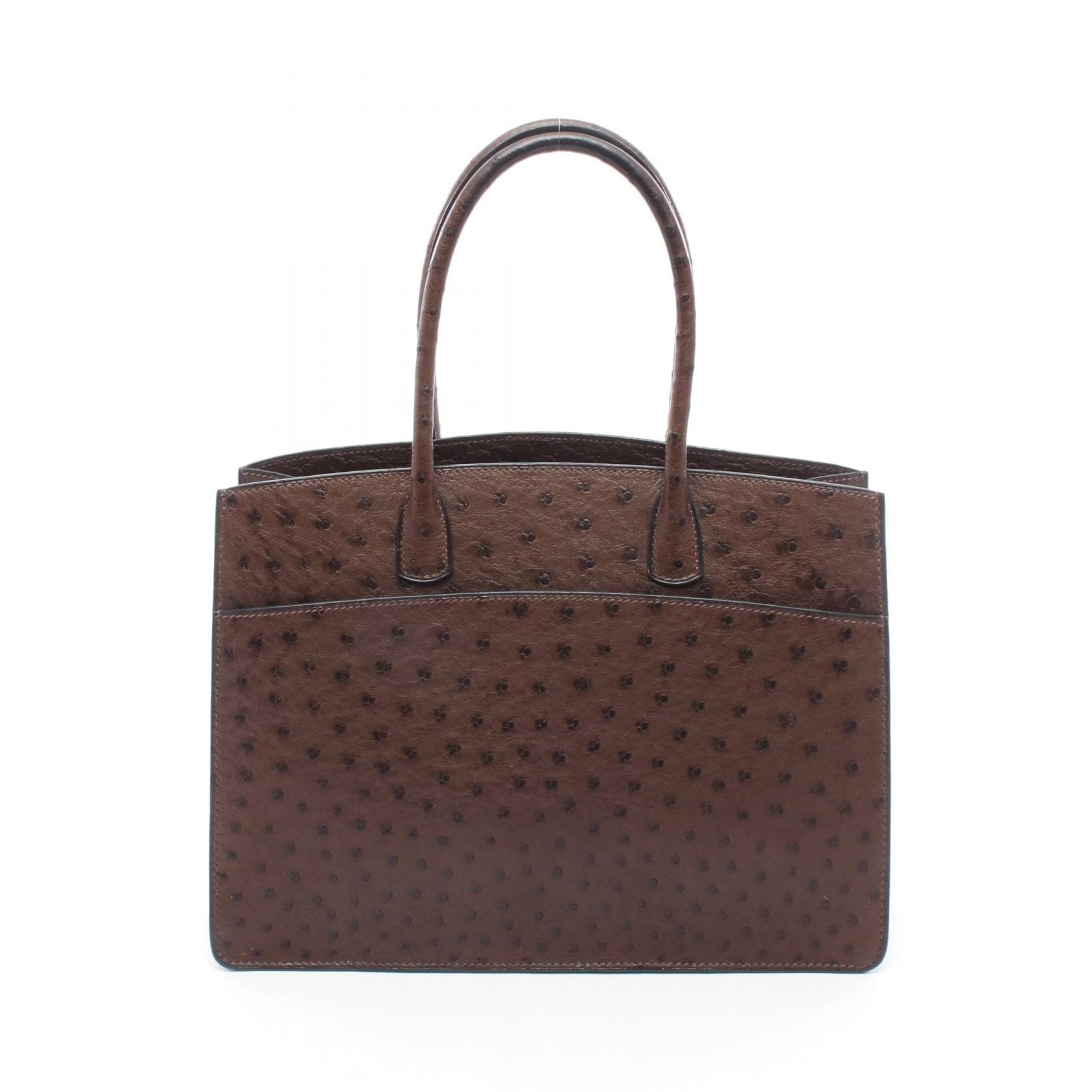 エルメス HERMES ホワイトバスPM エベンヌ ハンドバッグ バッグ オーストリッチ オーストリッチ □G刻印(2003年製造) レディース ブラウン系 【中古】