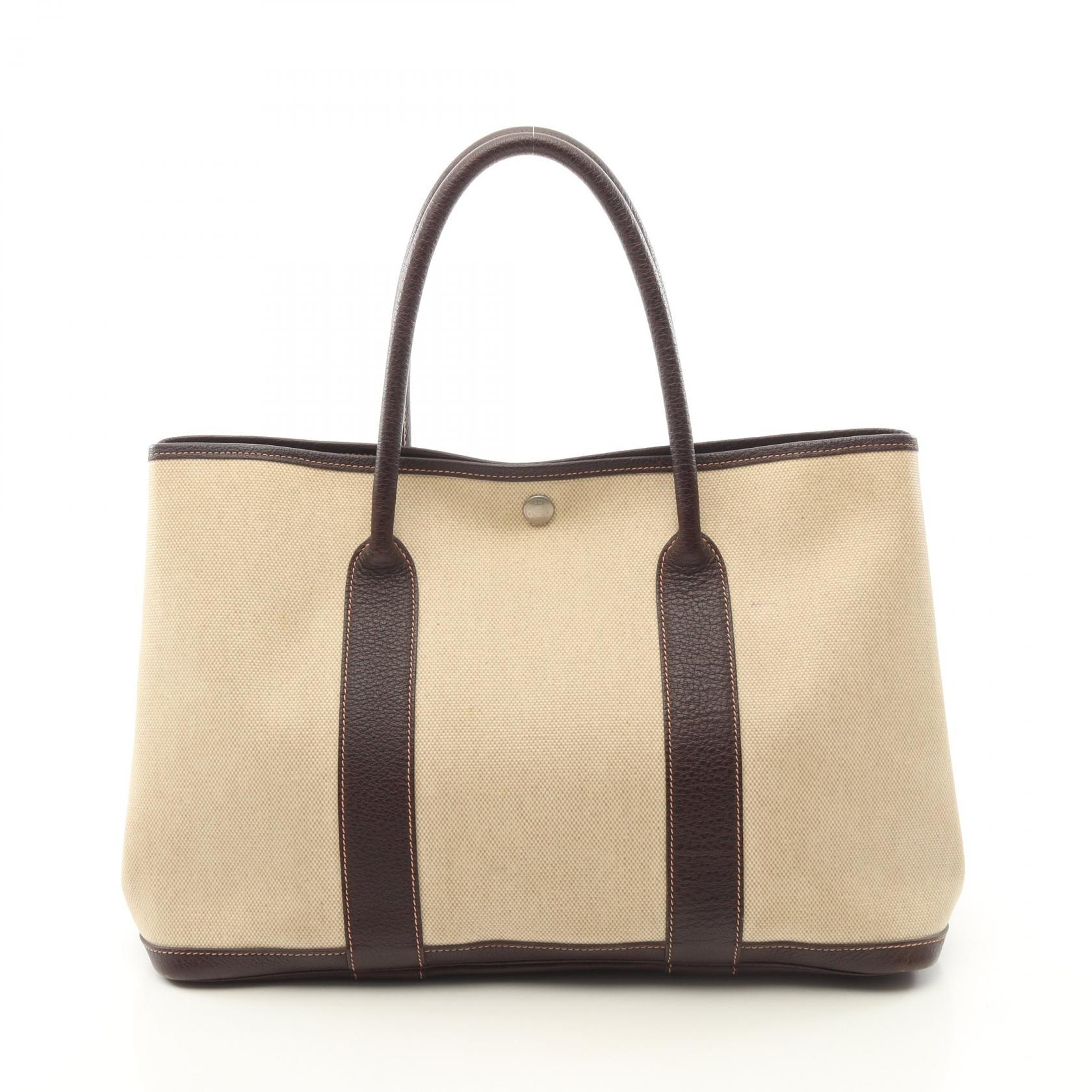 エルメス HERMES ガーデンパーティPM トートバッグ バッグ トワルアッシュ / ブッフル トワルアッシュ ベージュ レディース ベージュ系 / ブラウン系 【中古】