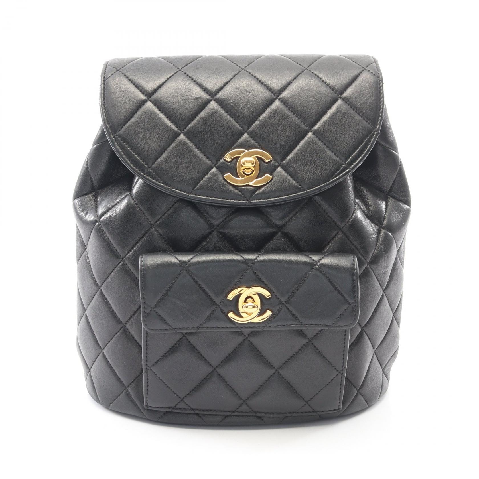 シャネル CHANEL マトラッセ リュックサック バックパック バッグ ラムスキン(羊革) レディース ブラック系 A10177 【中古】