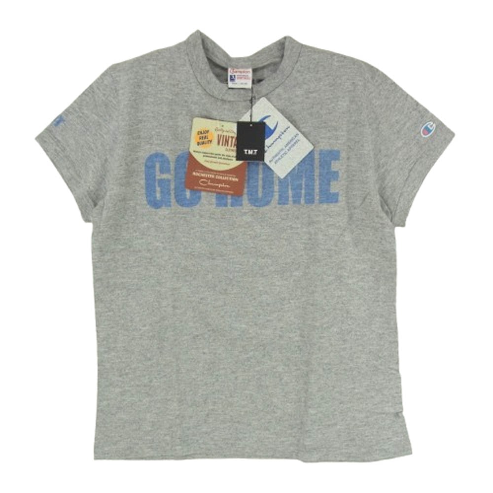 Champion チャンピオン Tシャツ C8-B302 × TMT ティーエムティー GO HOME プリント Tシャツ 半袖カットソー グレー系 S【新古品】【未使用】【中古】