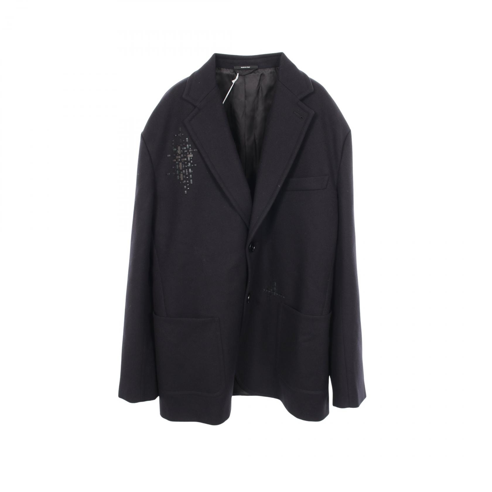 エルメス HERMES レザーパッチ 衣料品 アウター ウール メンズ ブラック系 【中古】