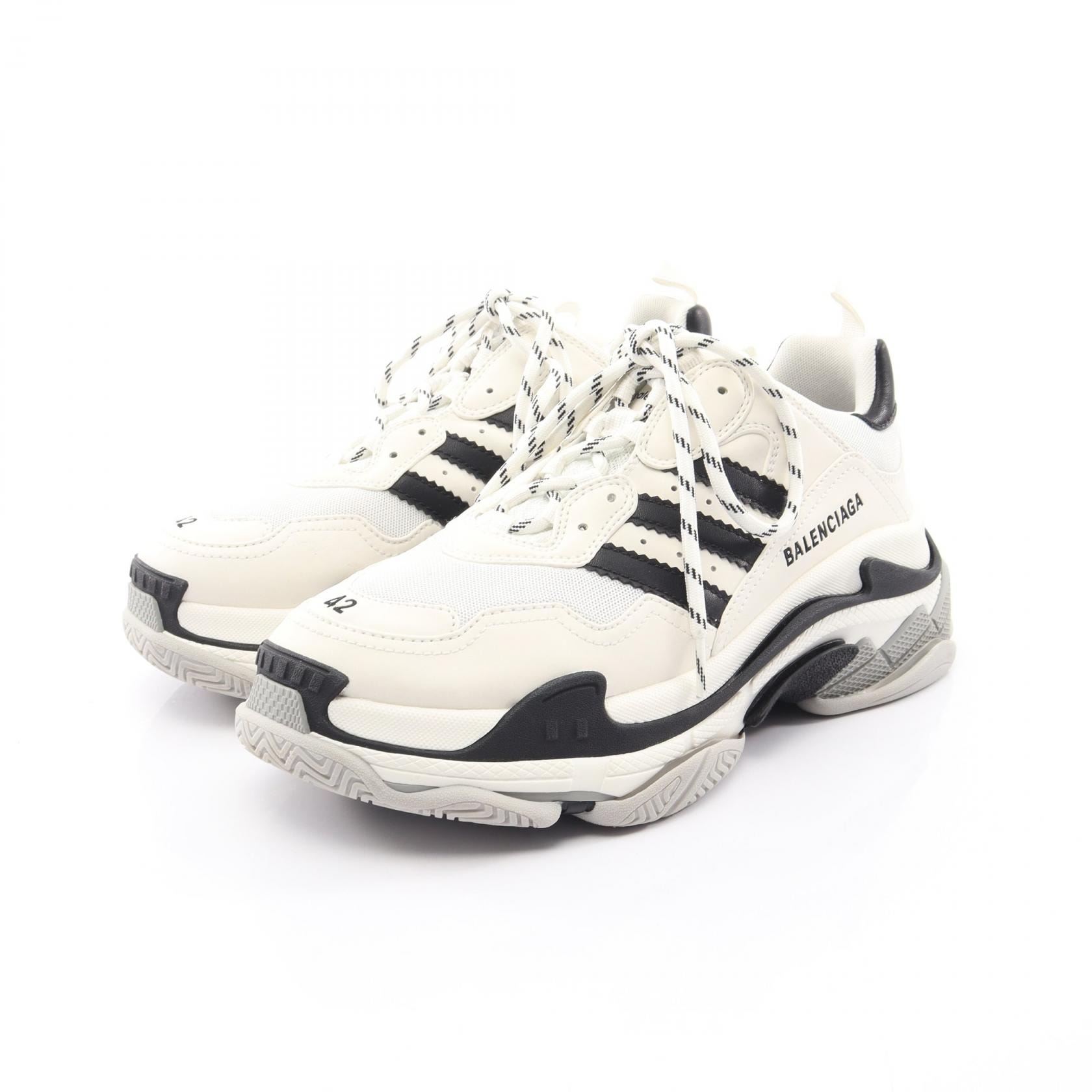 バレンシアガ BALENCIAGA BALENCIAGA × adidas TRIPLE S トリプルS スニーカー 靴 レザー ファブリック メンズ ホワイト系 / ブラック系 710021 【中古】