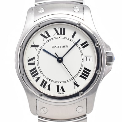 カルティエ CARTIER W20026K1 サントスクーガー デイト シルバー 自動巻き メンズ 良品 腕時計 R#148400