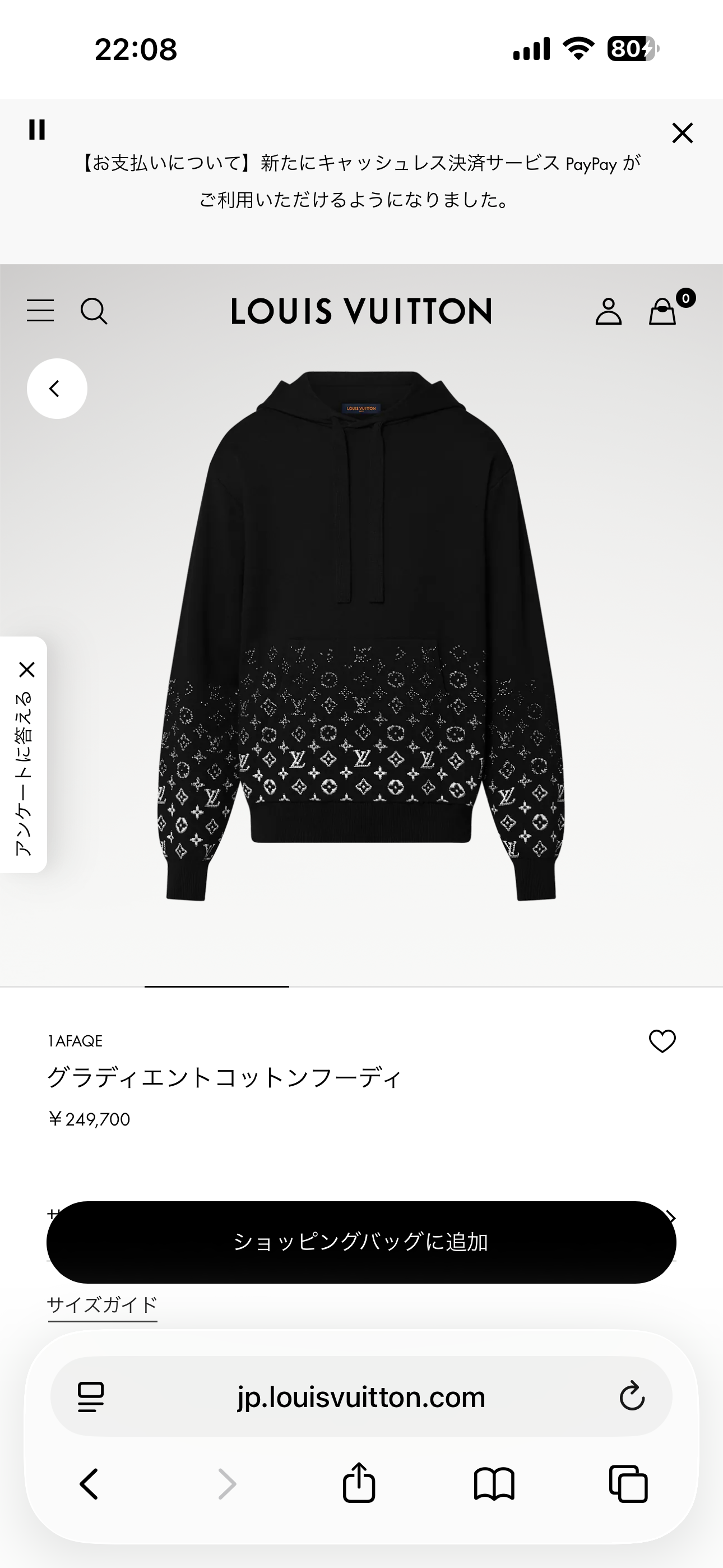 グラディエントコットンフーディ 1AFAQE