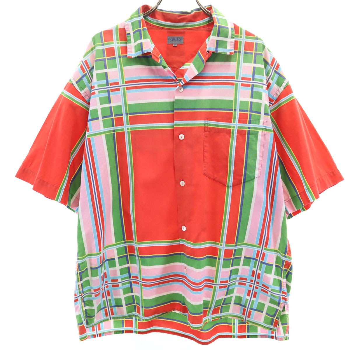 C (やや傷や汚れあり)】KENZO ケンゾー 90s オールド チェック柄 半袖