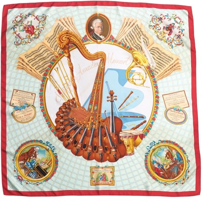 HERMES エルメス Wolfgang Amadeus Mozart モーツァルトへの賛歌 カレ90 スカーフ シルクツイル 正方形 フランス製 ブランド古着【中古】20250916/RA6119