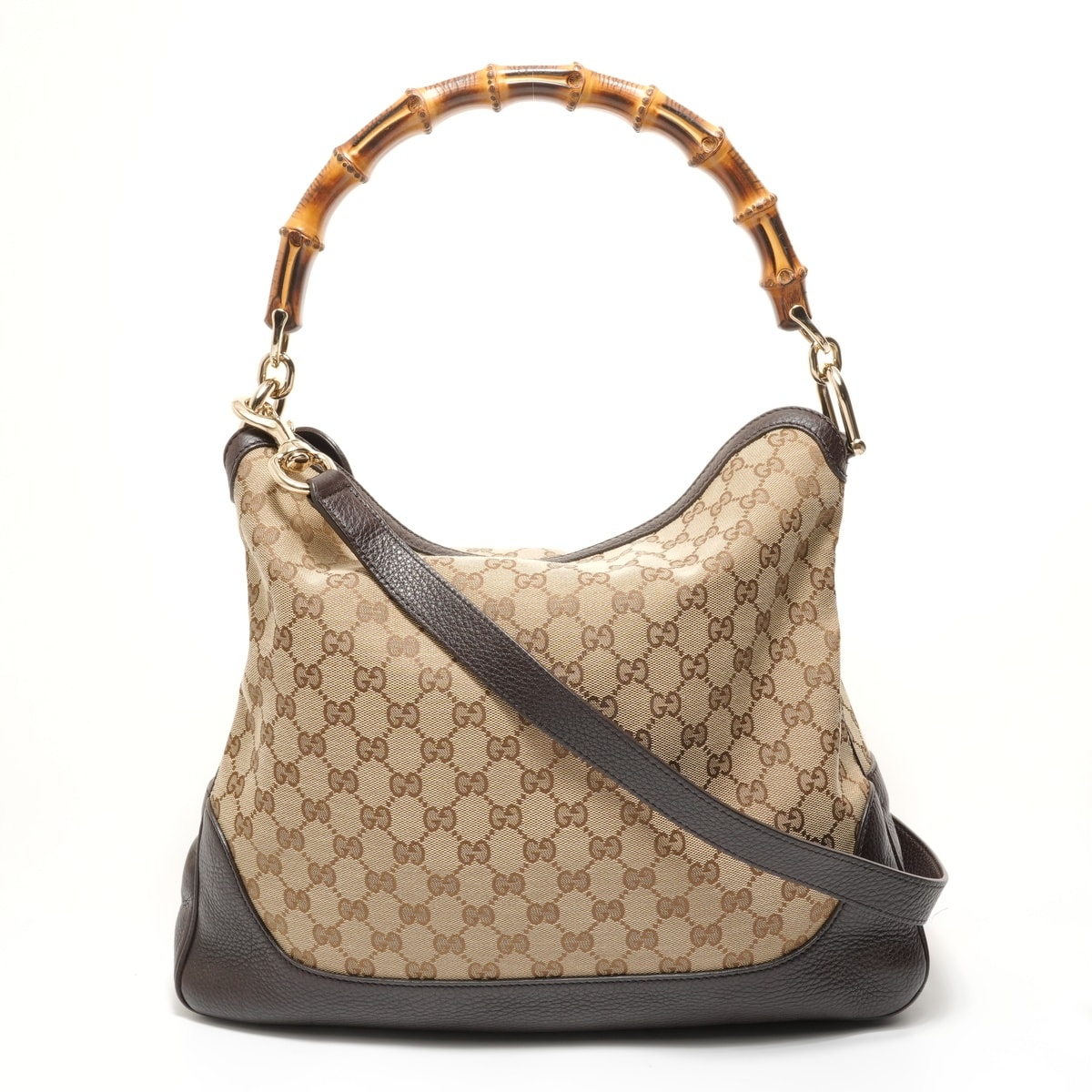 グッチ GUCCI GGキャンバス バンブー ショルダーバッグ【中古】