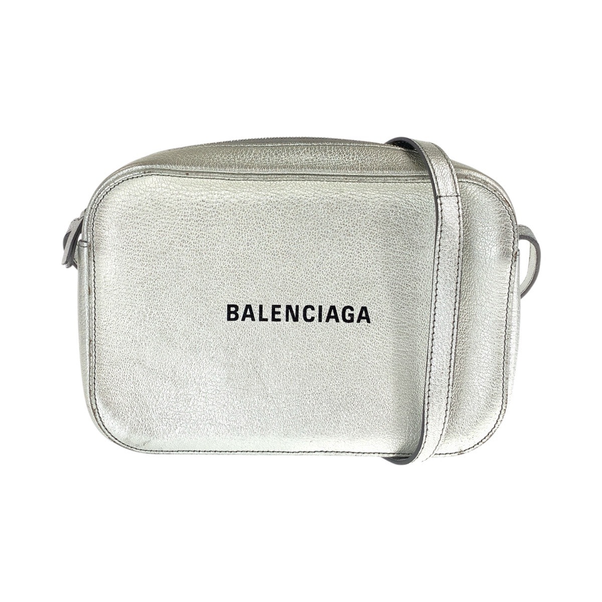BALENCIAGA バレンシアガ エブリデイ カメラバッグ シルバー シルバー金具 レザー ショルダーバッグ ポシェット 1-0294731 【中古】