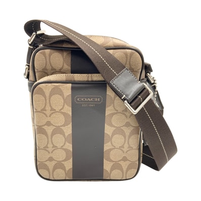 〇〇COACH コーチ シグネチャー ヘリテージストライプ ショルダーバッグ F70589 ベージュ