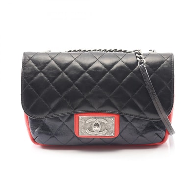シャネル CHANEL マトラッセ トリコロール ショルダーバッグ バッグ レザー レディース ブラック系 / ネイビー系 / レッド系 【中古】