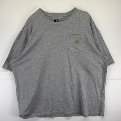 古着 カーハート Carhartt 半袖Tシャツ 大きいサイズ クルーネック ワンポイントロゴデザイン 4XL グレー系 メンズ