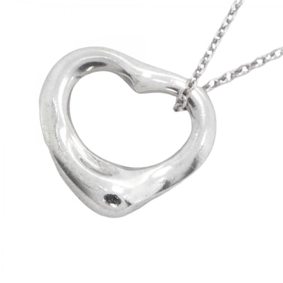 【6jdb0121-k】ティファニー ネックレス オープンハート シルバー925【中古】レディース