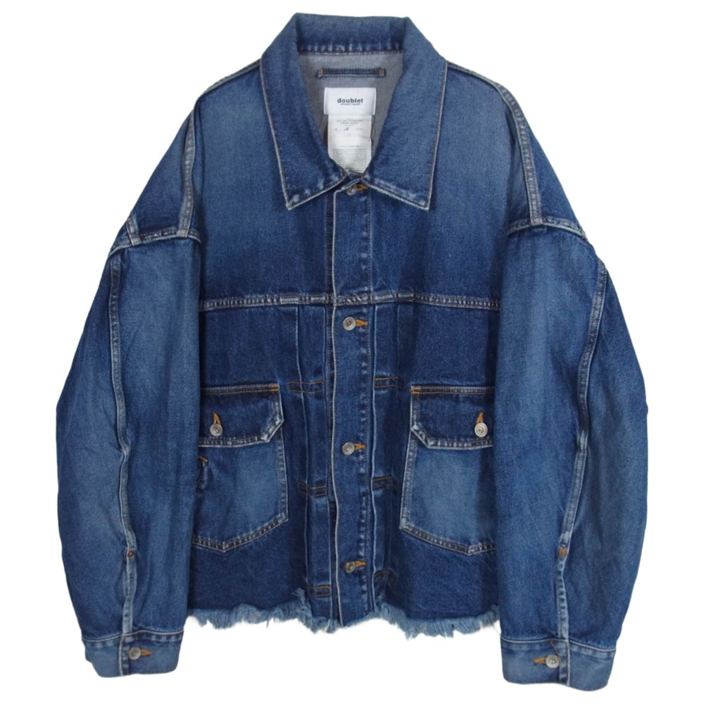 doublet ダブレット デニムジャケット 23AW 23AW13BL174 CUT OFF OVERSIZED DENIM JACKET カット オフ デニム ジャケット インディゴブルー系 S【中古】