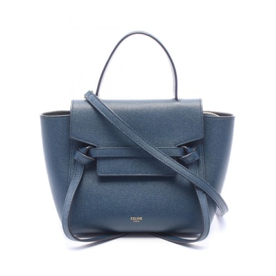 セリーヌ CELINE BELT BAG NANO 2WAY ハンドバッグ バッグ レザー レディース ネイビー系 【中古】
