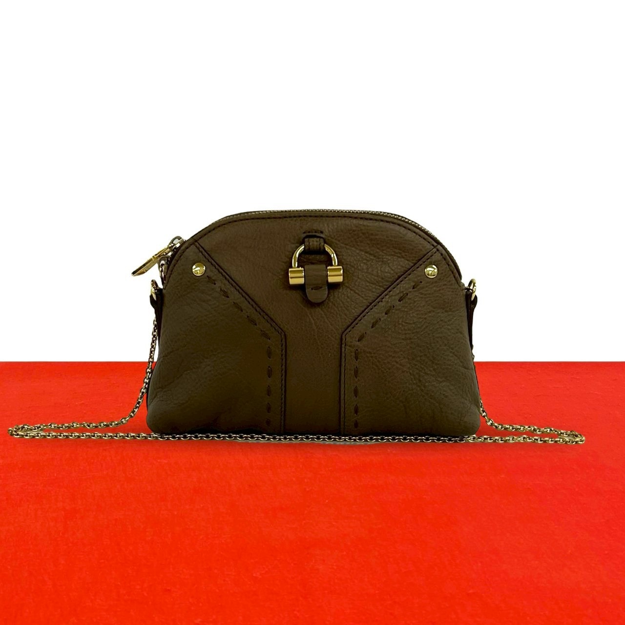 YVES SAINT LAURENT イヴ・サンローラン ミューズ レザー ショルダーバッグ ベージュ
 2921a