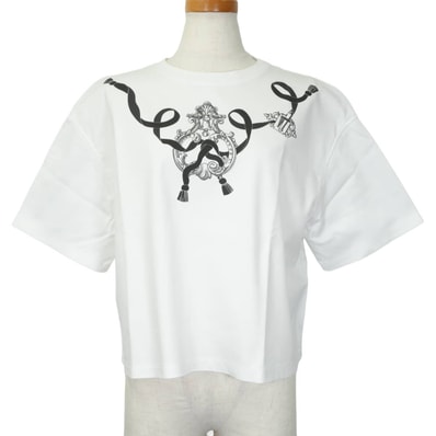 【渋谷並木橋店】2026年春夏 HERMES エルメス 半袖Tシャツ カルトゥッシュ ボクシーフィット 白 (ホワイト) コットン100% #38 6E4638DC 新品